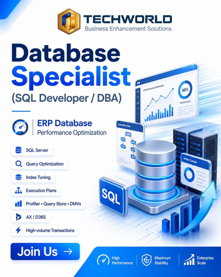 Database Specialist SQL Developer / DBA | SQL Server & ERP Performance Jobs | TECHWORLD SOLUTIONS VIETNAM